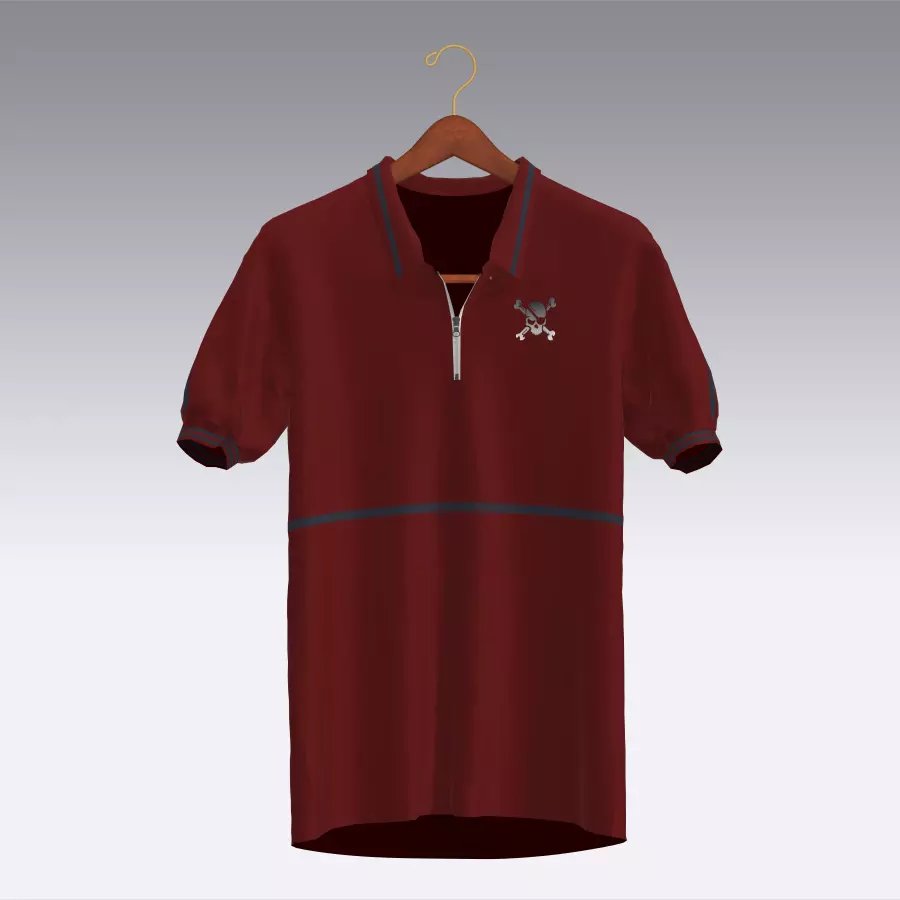 T-shirt maroon polo shirt Low-poly 3D model_0