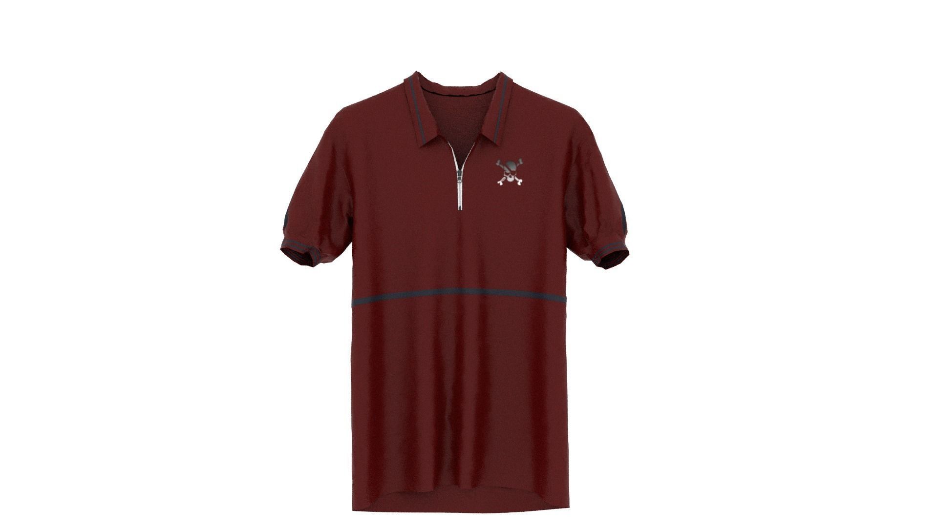 T-shirt maroon polo shirt Low-poly 3D model_1
