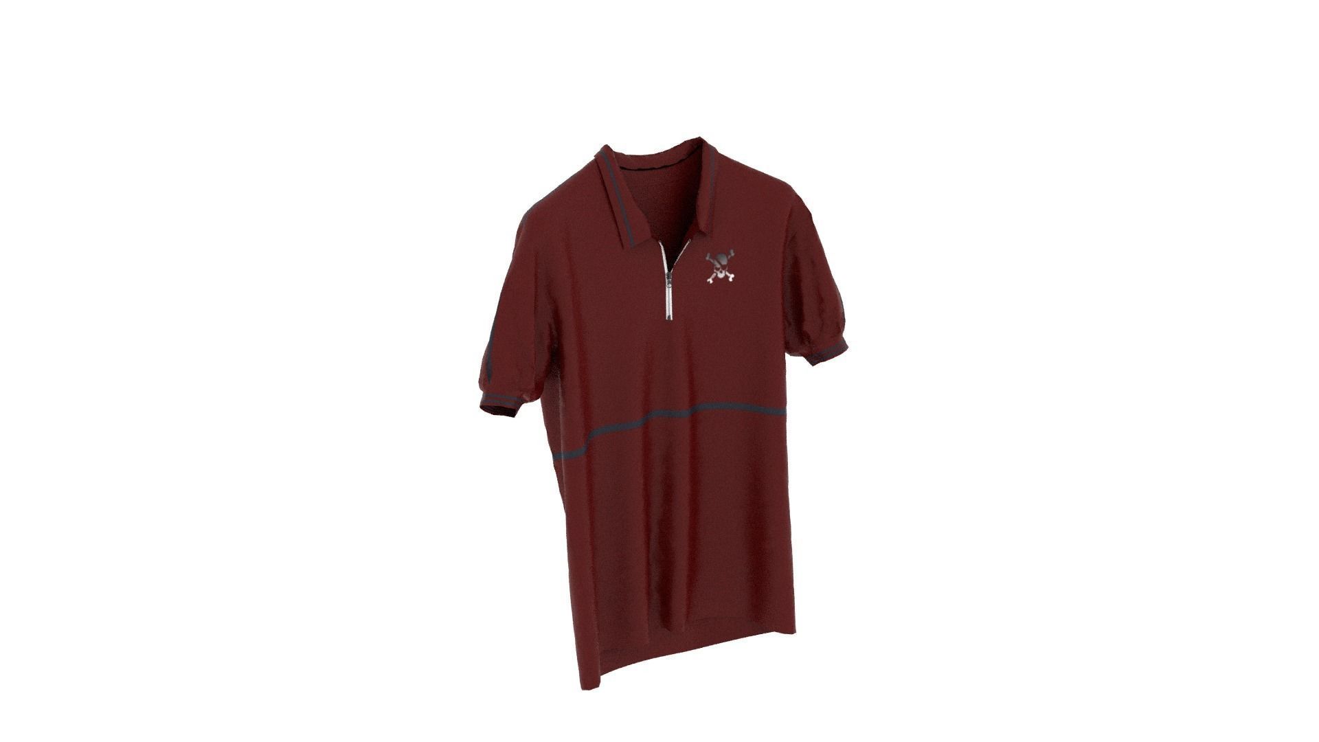 T-shirt maroon polo shirt Low-poly 3D model_4