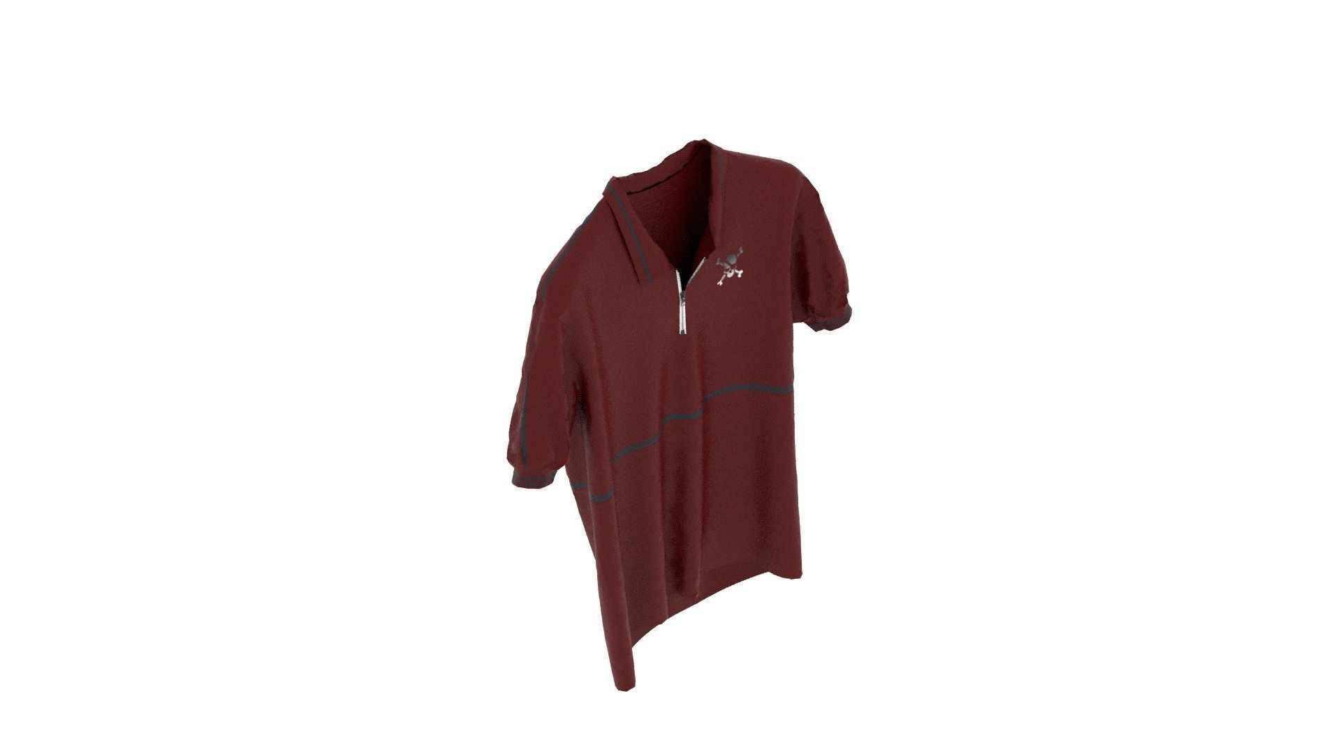 T-shirt maroon polo shirt Low-poly 3D model_7
