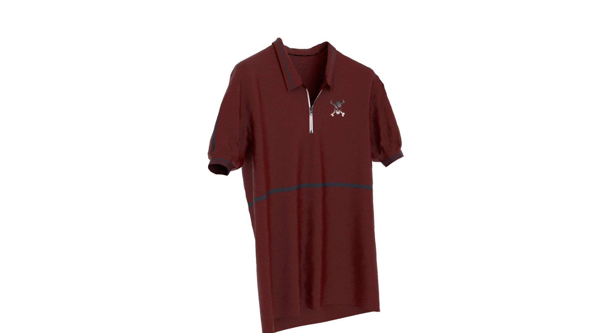 T-shirt maroon polo shirt Low-poly 3D model_3