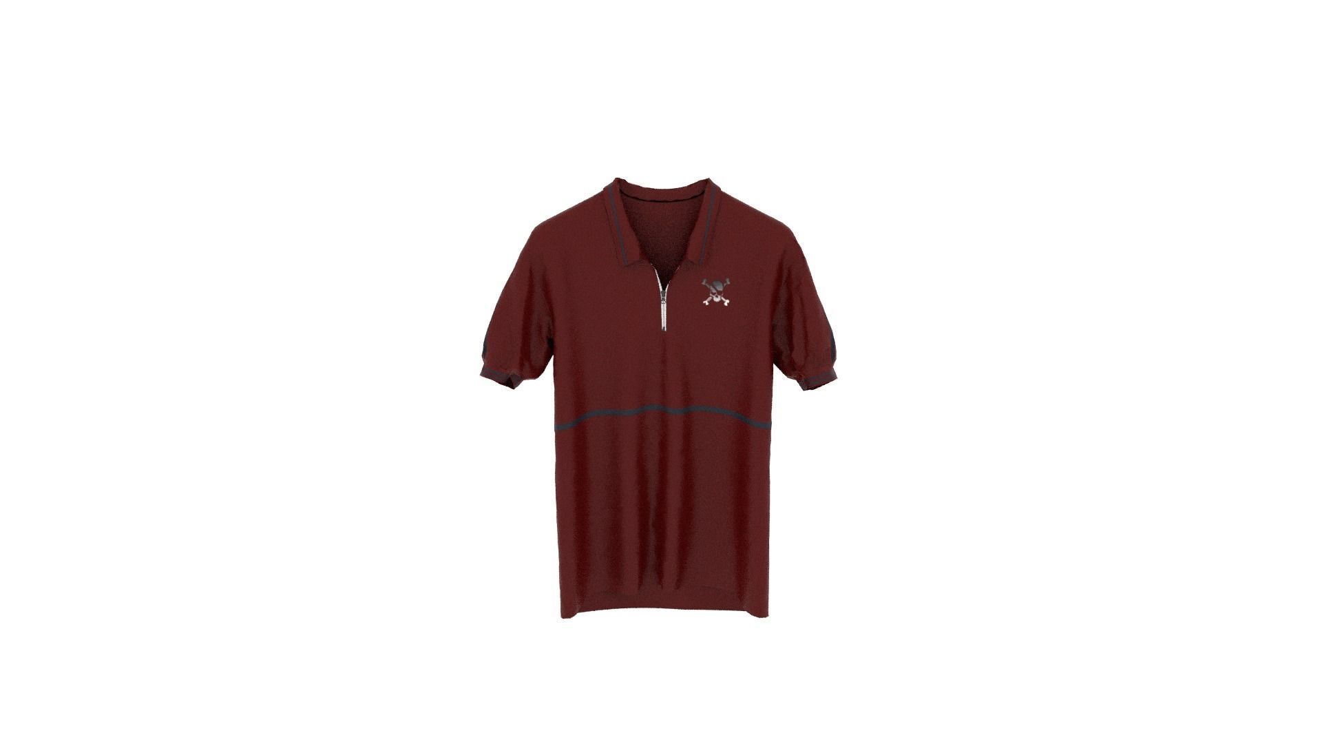 T-shirt maroon polo shirt Low-poly 3D model_5