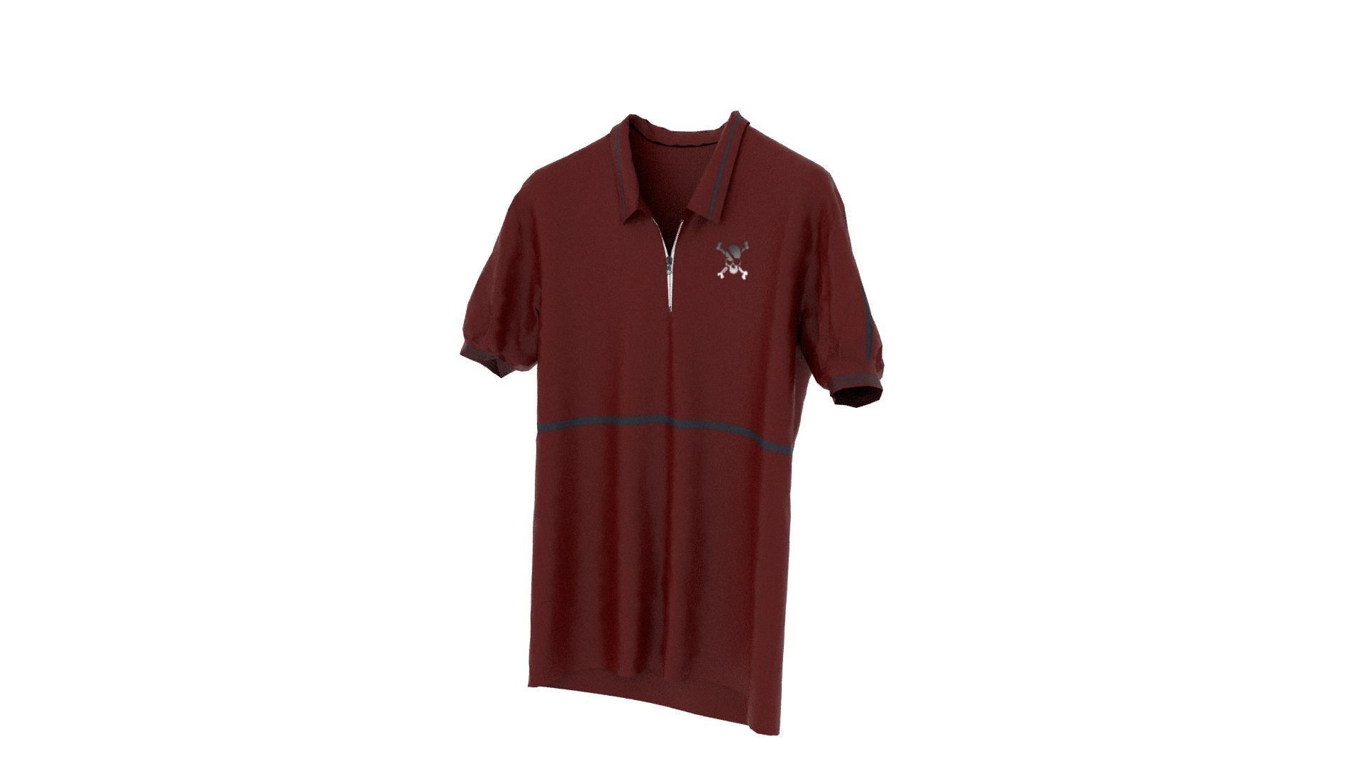 T-shirt maroon polo shirt Low-poly 3D model_2