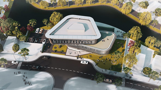 ClubHouse - Multifunctional building 3D model 4