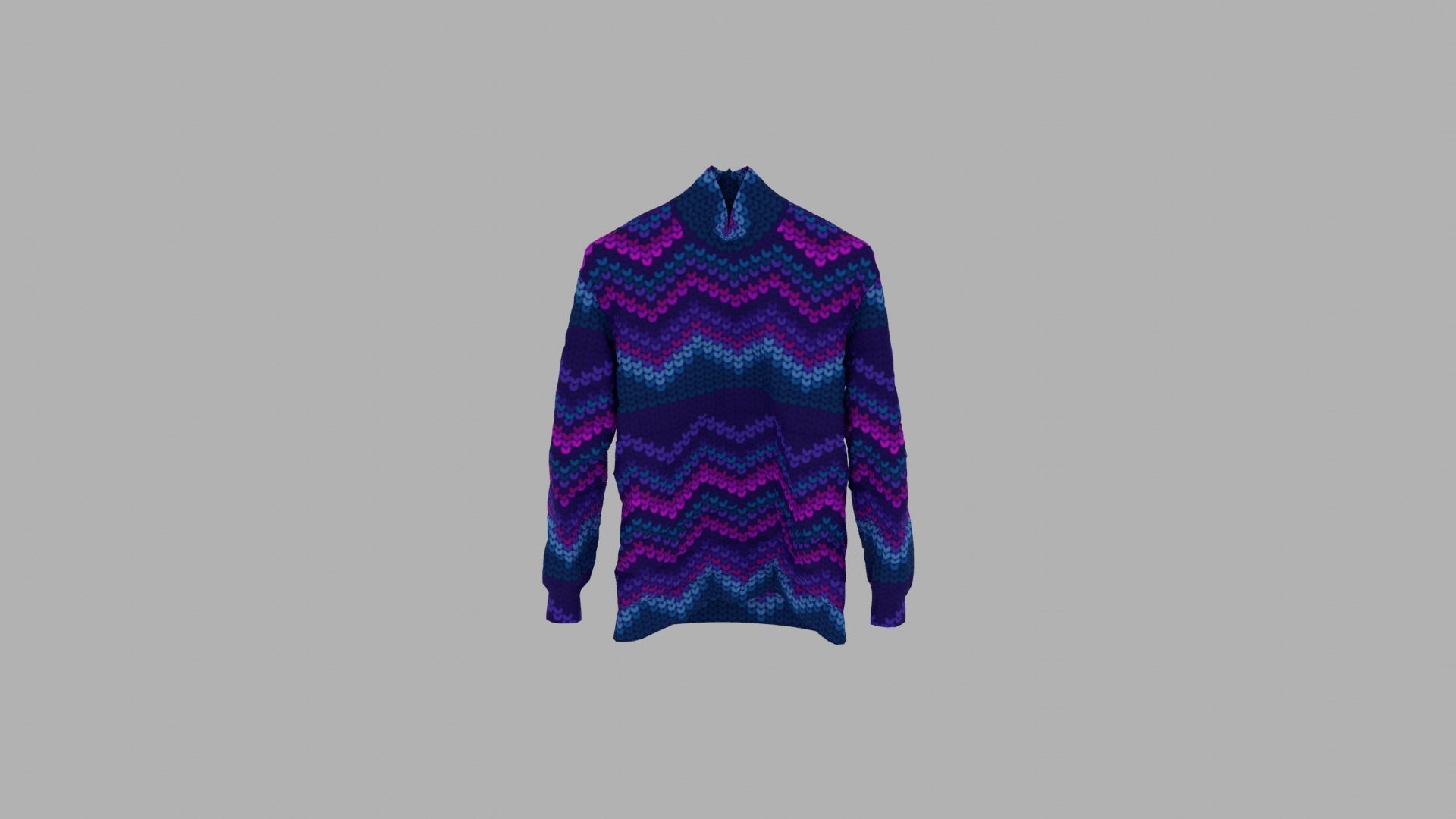 Sweater turtleneck with zigzag pattern Low-poly 3D model_5