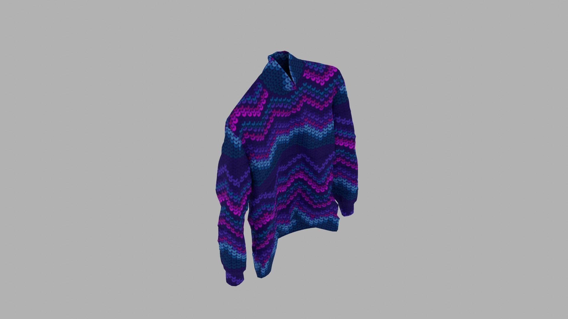 Sweater turtleneck with zigzag pattern Low-poly 3D model_7