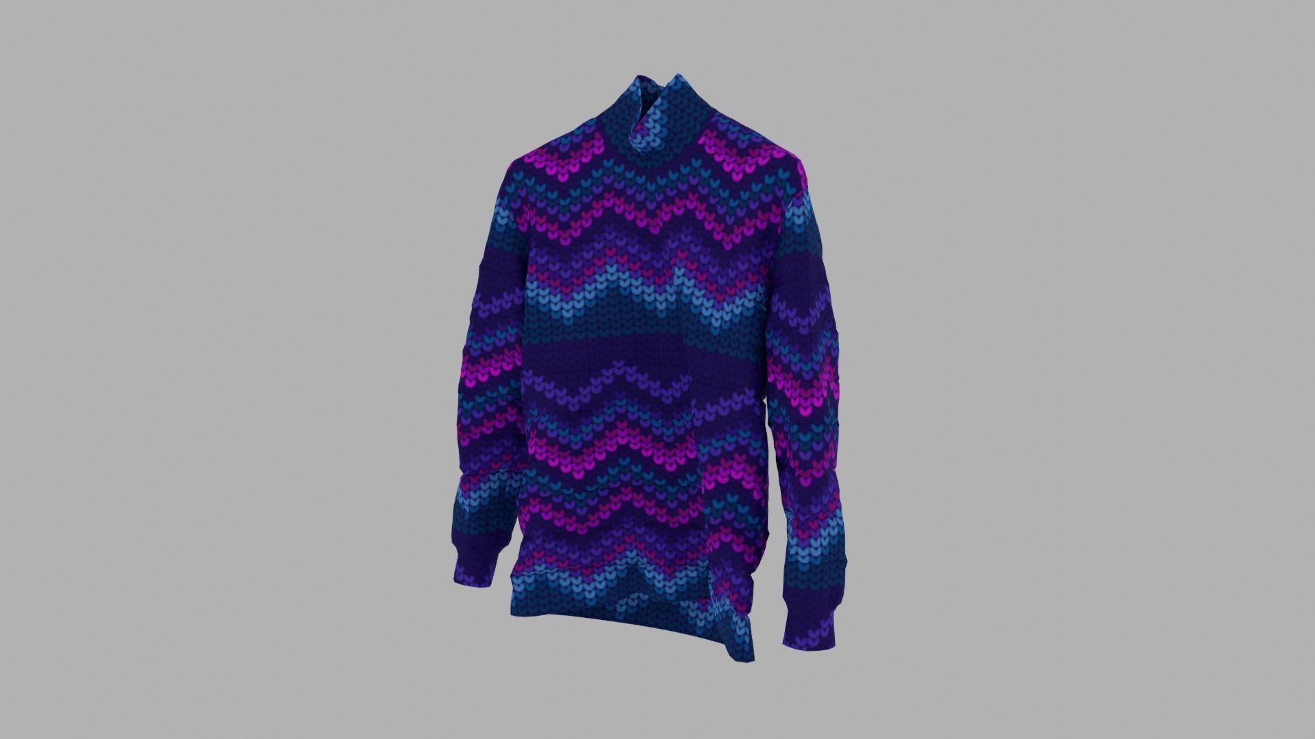 Sweater turtleneck with zigzag pattern Low-poly 3D model_2