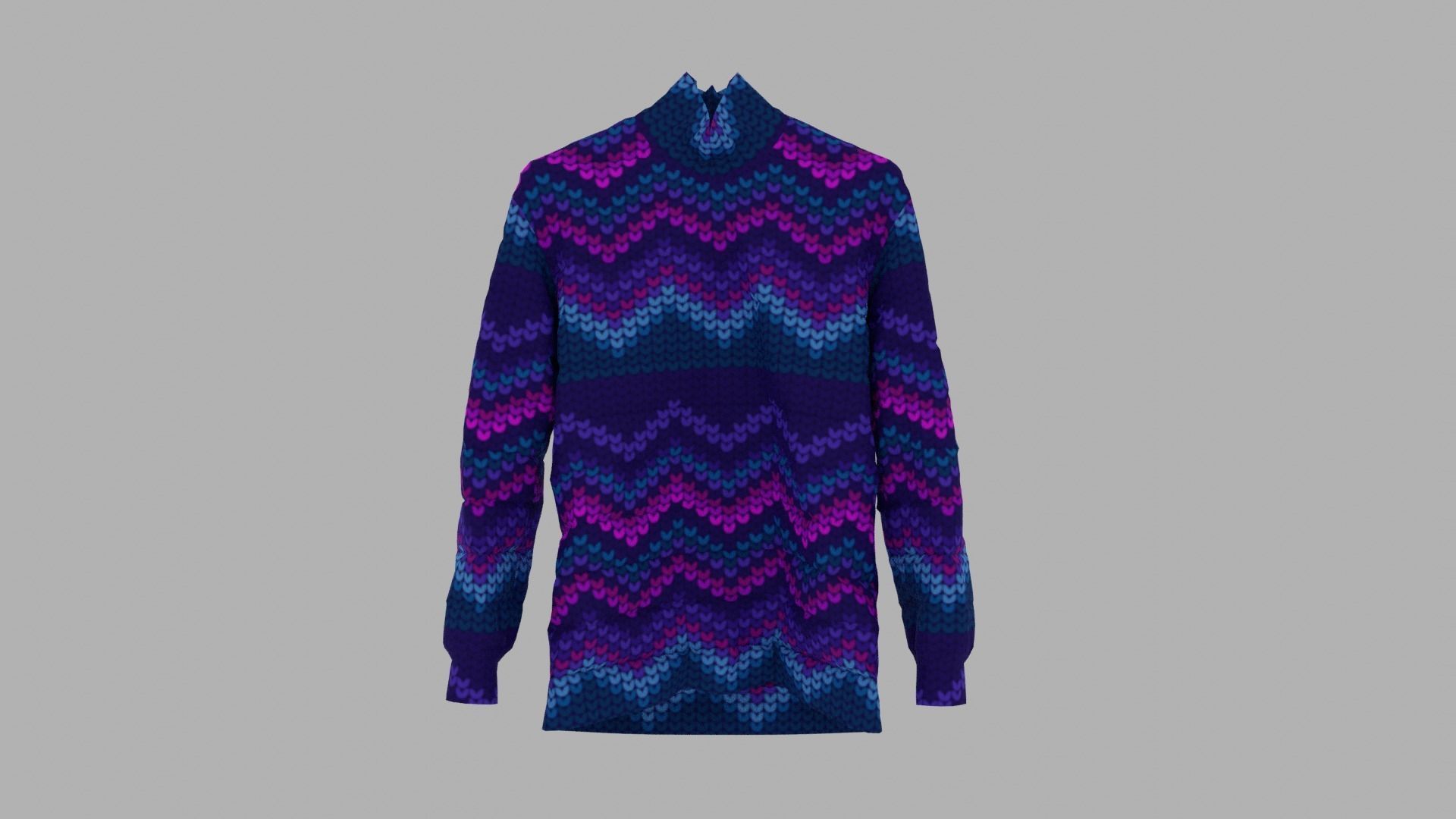 Sweater turtleneck with zigzag pattern Low-poly 3D model_1
