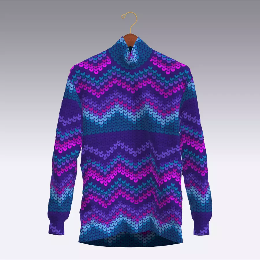 Sweater turtleneck with zigzag pattern Low-poly 3D model_0