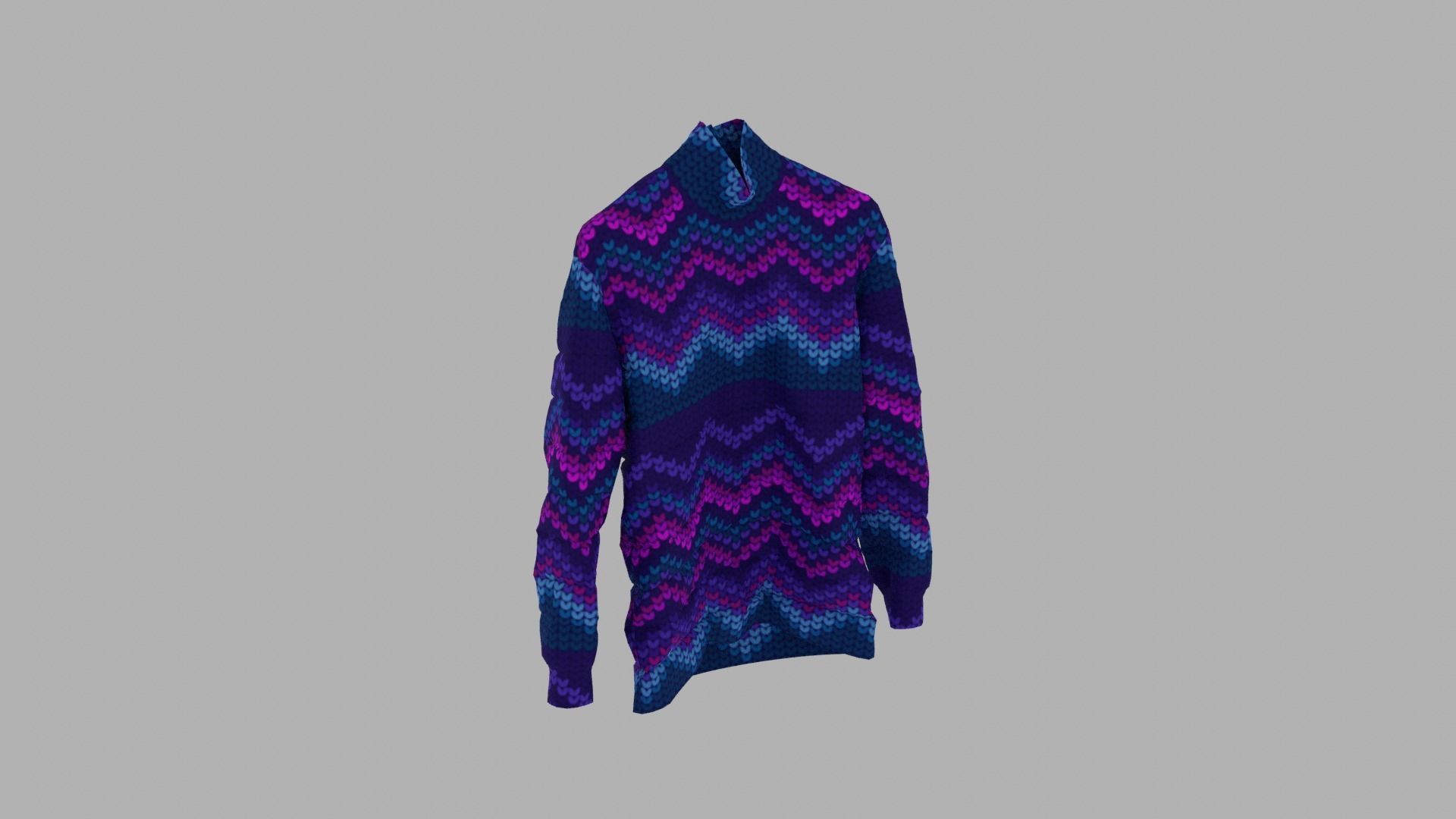 Sweater turtleneck with zigzag pattern Low-poly 3D model_4