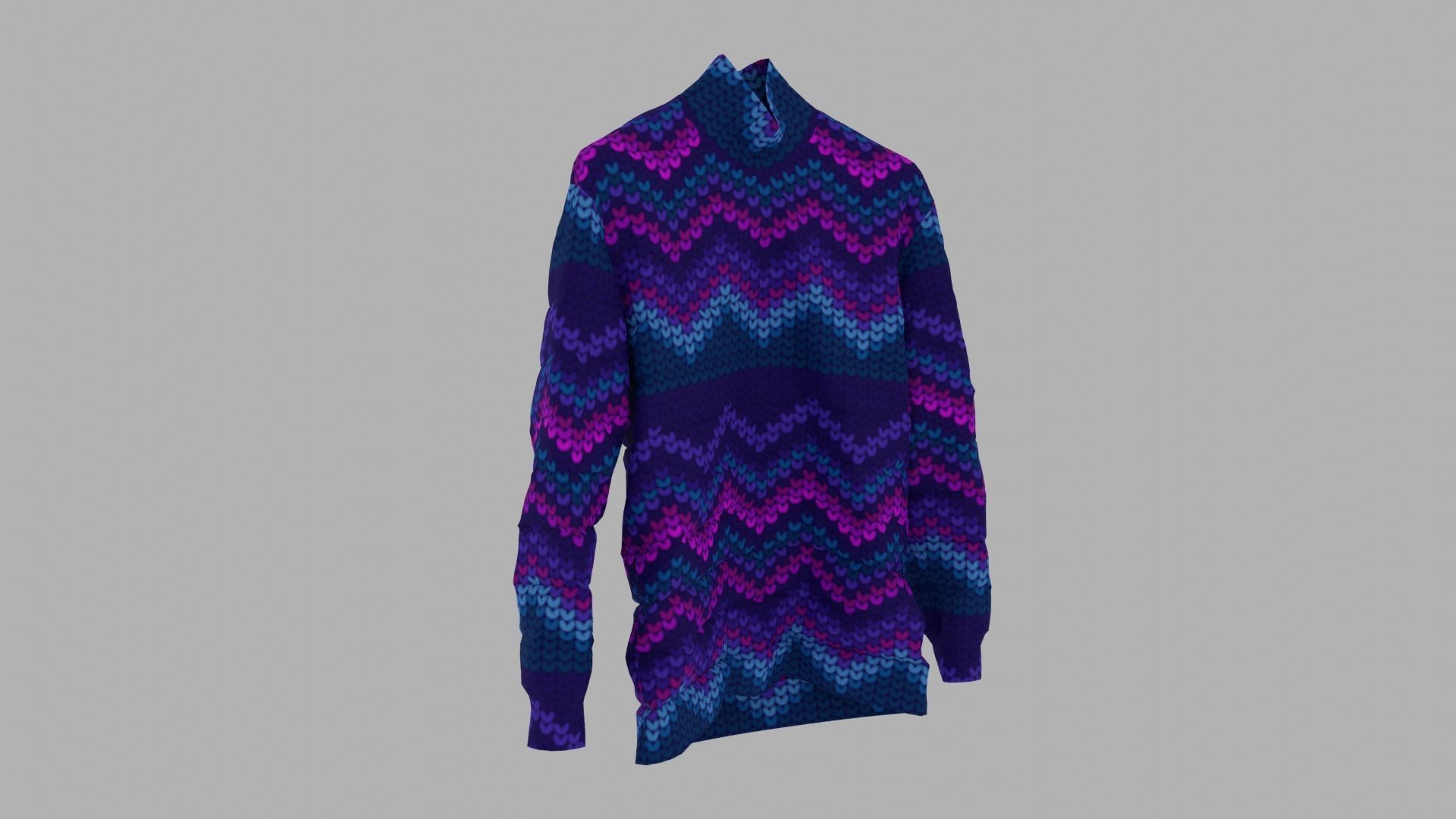 Sweater turtleneck with zigzag pattern Low-poly 3D model_3