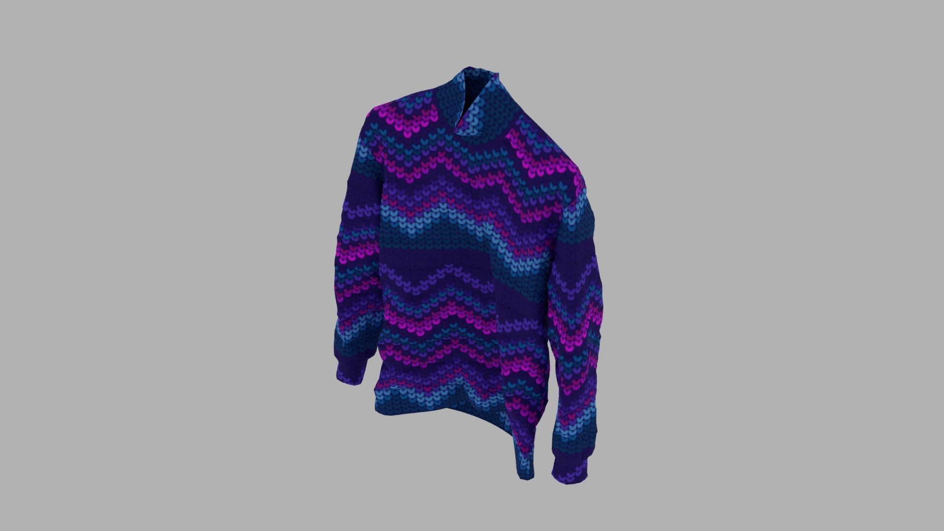 Sweater turtleneck with zigzag pattern Low-poly 3D model_6