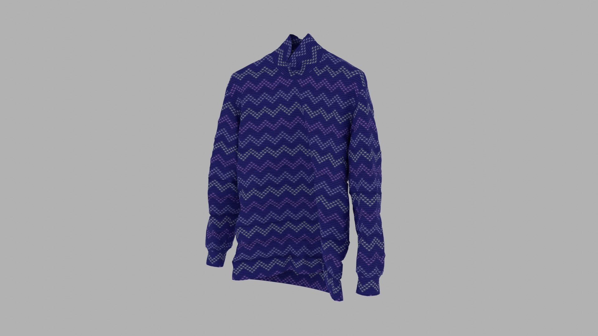 Sweater chevron long sleeved shirt Low-poly 3D model_2