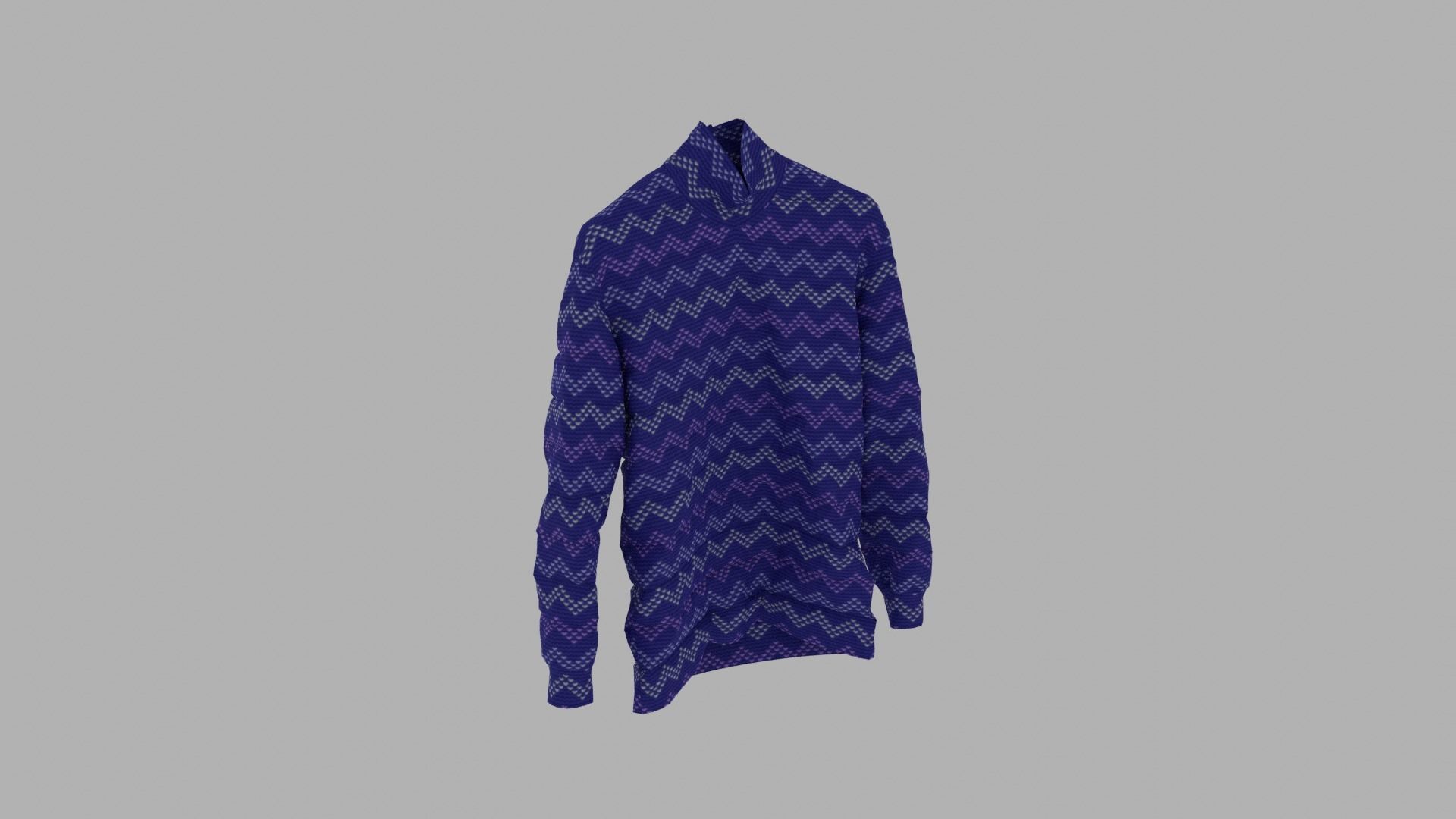 Sweater chevron long sleeved shirt Low-poly 3D model_4