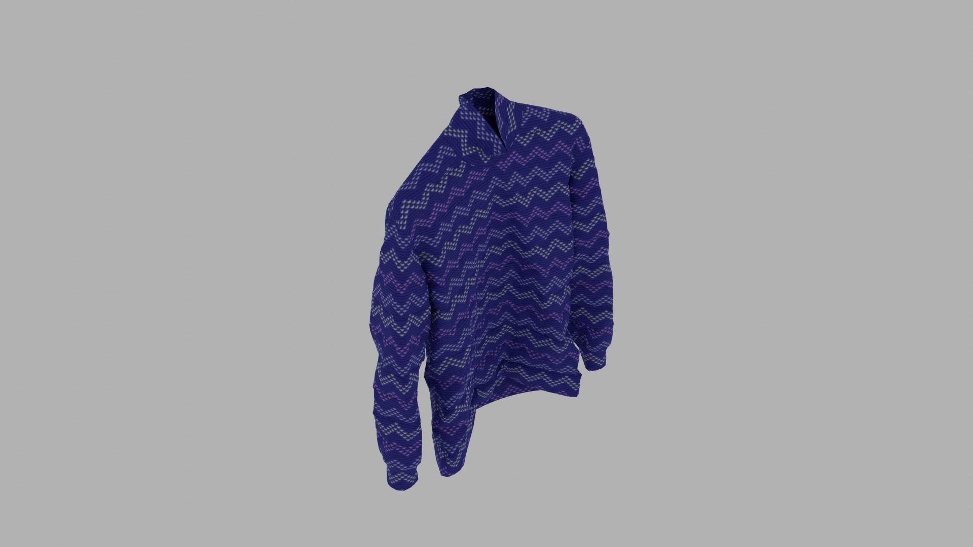 Sweater chevron long sleeved shirt Low-poly 3D model_7
