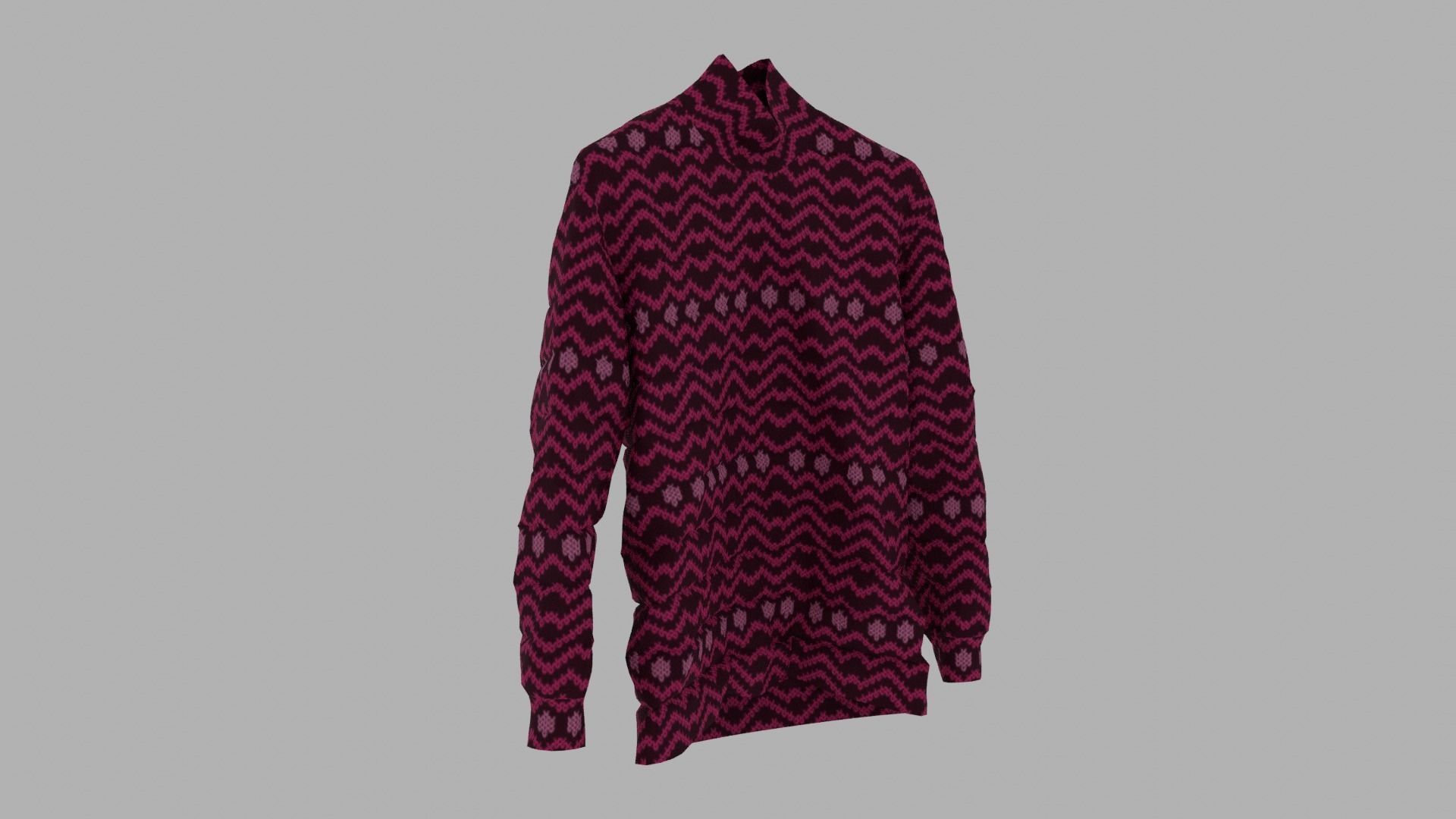 Sweater with chevron pattern Low-poly 3D model_3