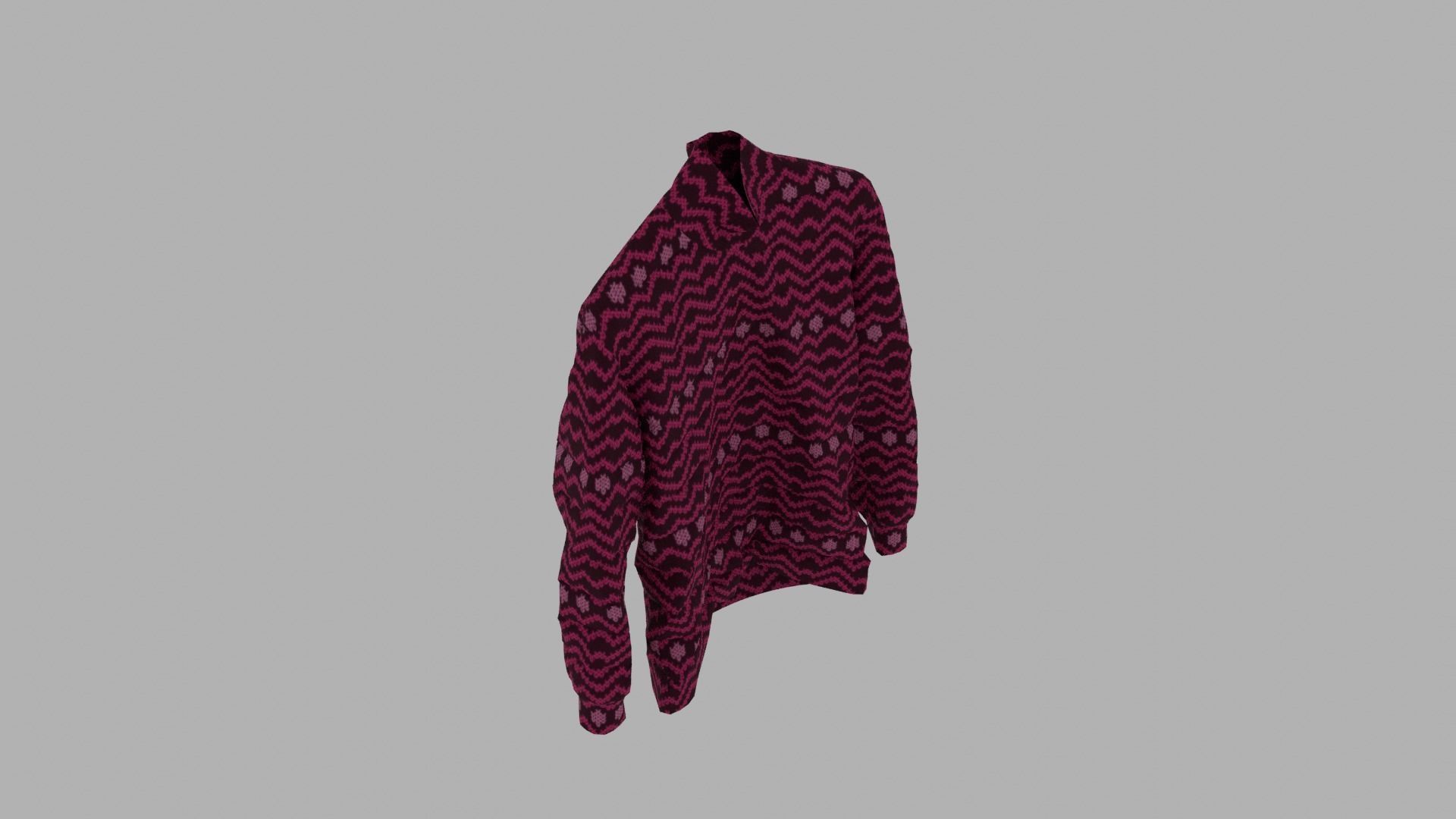 Sweater with chevron pattern Low-poly 3D model_7