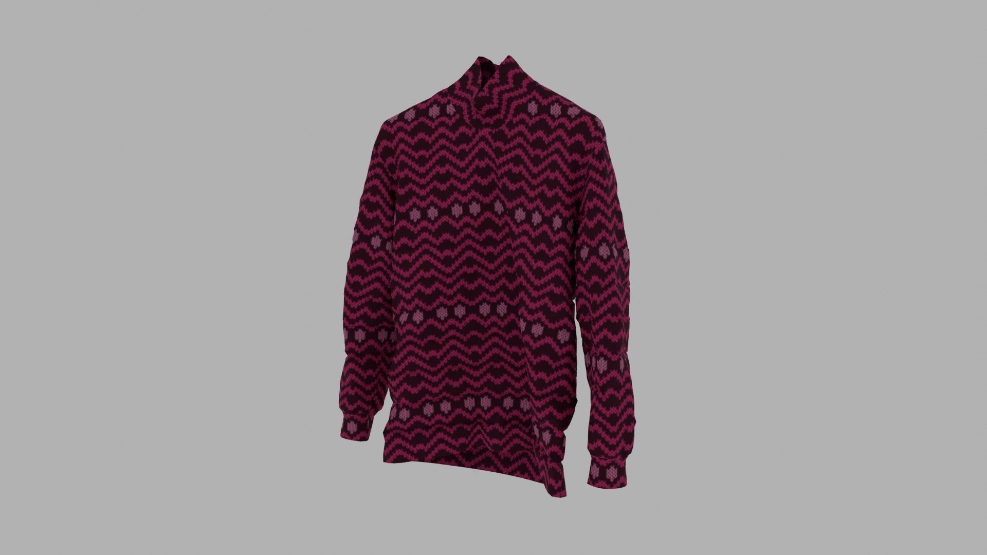 Sweater with chevron pattern Low-poly 3D model_2