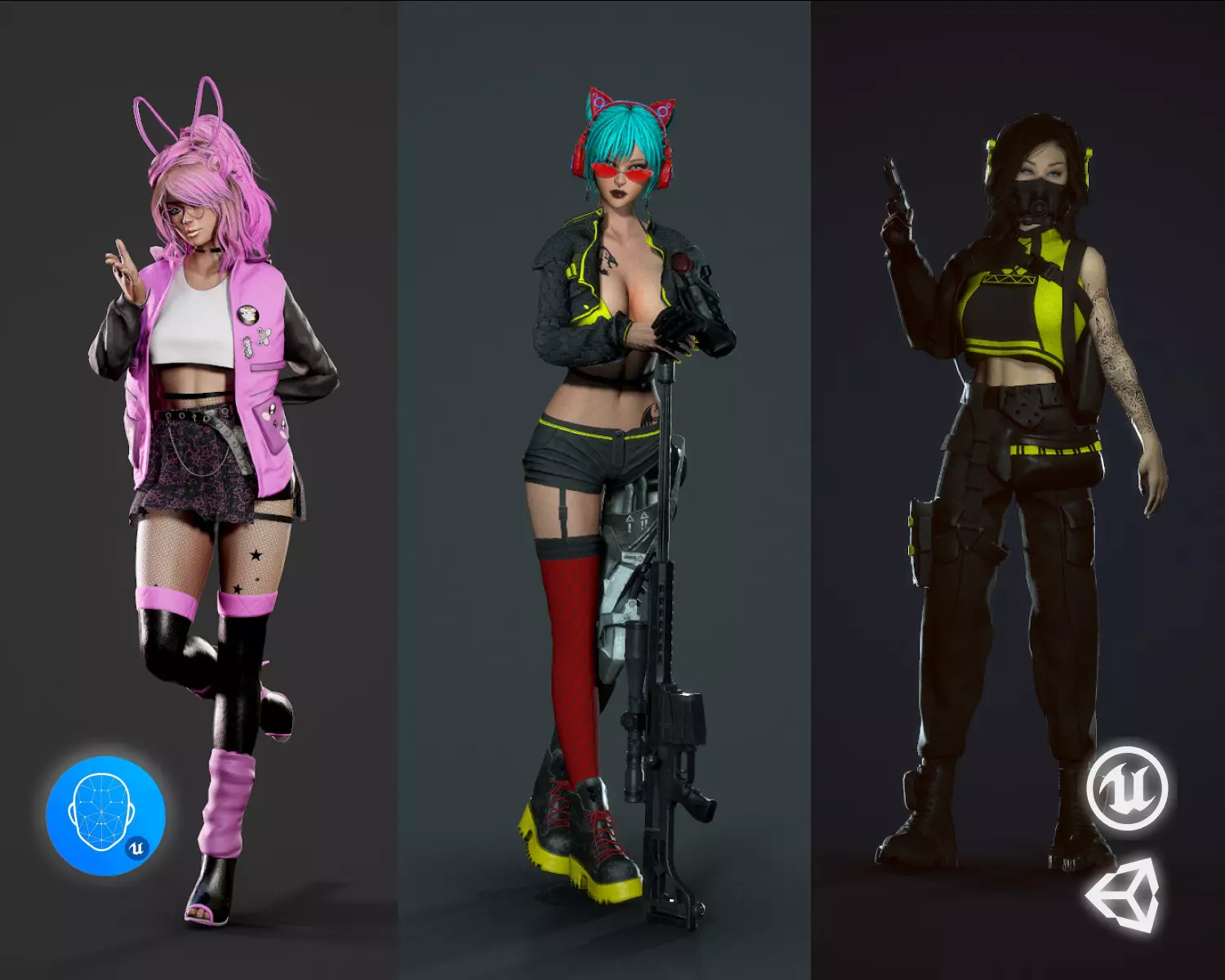 Cyberpunk Girls Pack 3D Model Collection_0