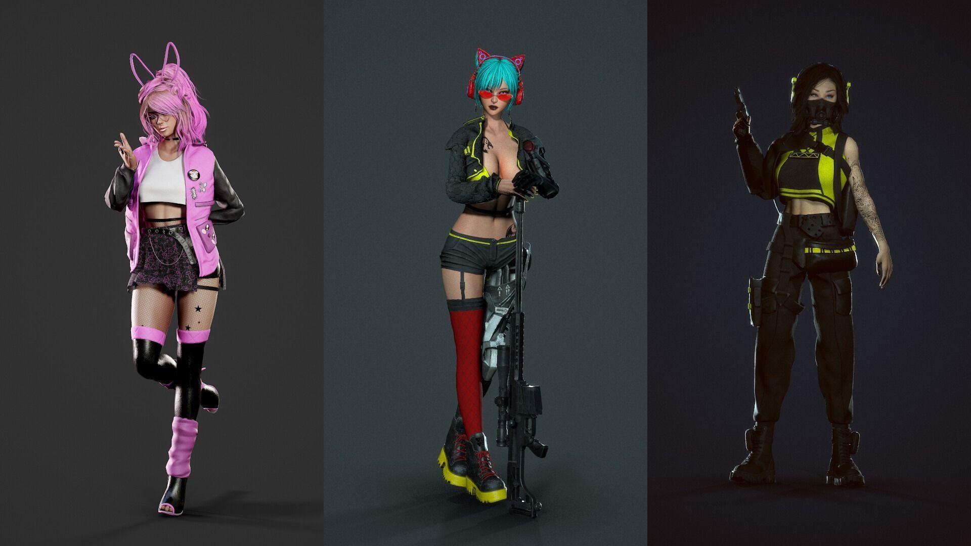 Cyberpunk Girls Pack 3D Model Collection_5
