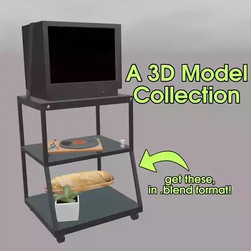 LowPoly 3D Model Collection tv stand with bread