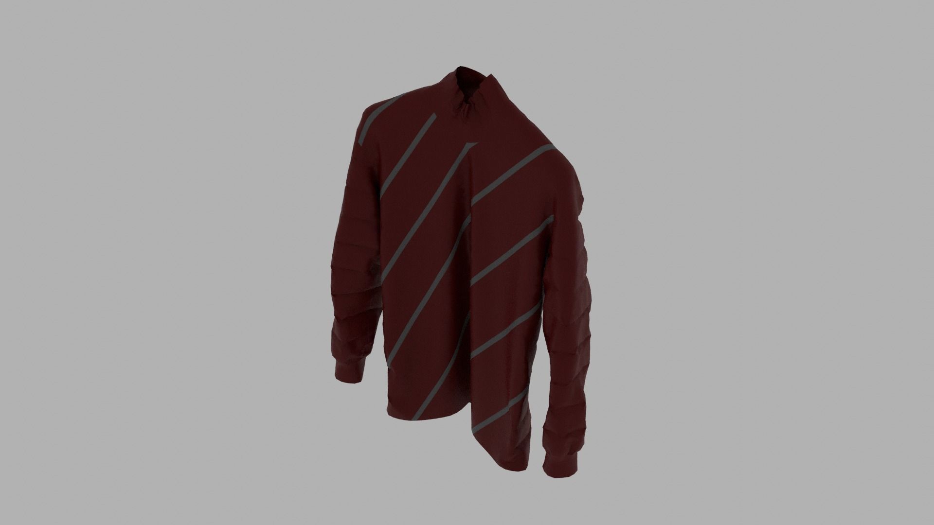 Sweater maroon striped long sleeved shirt Low-poly 3D model_6