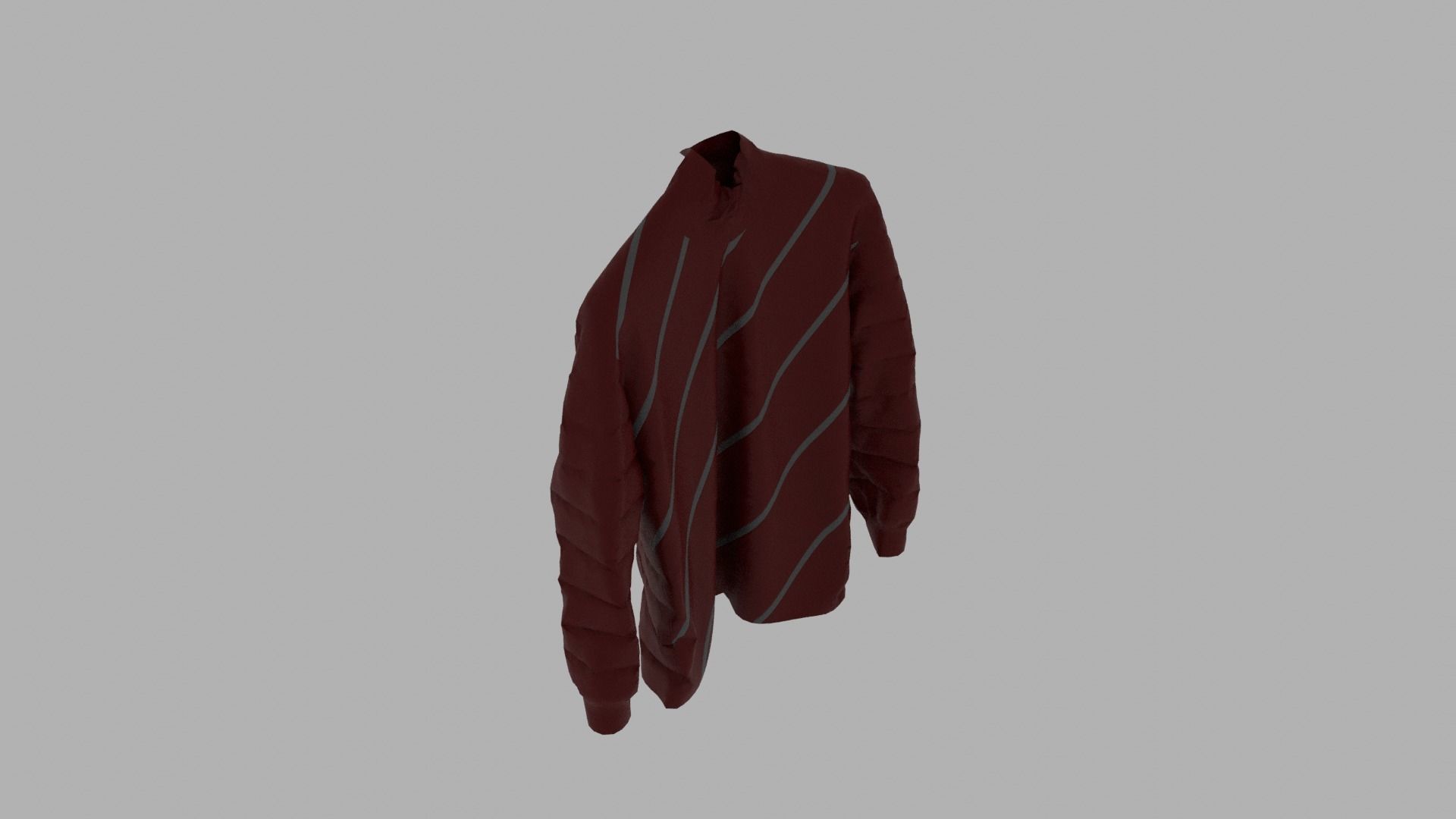 Sweater maroon striped long sleeved shirt Low-poly 3D model_7