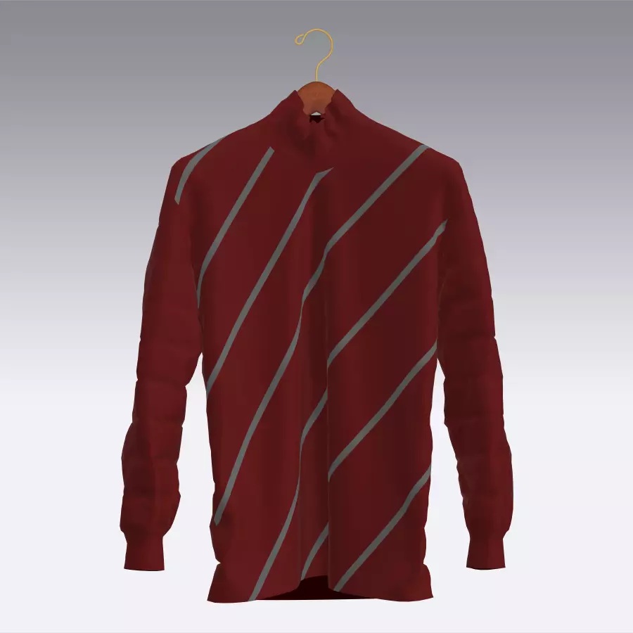 Sweater maroon striped long sleeved shirt Low-poly 3D model_0