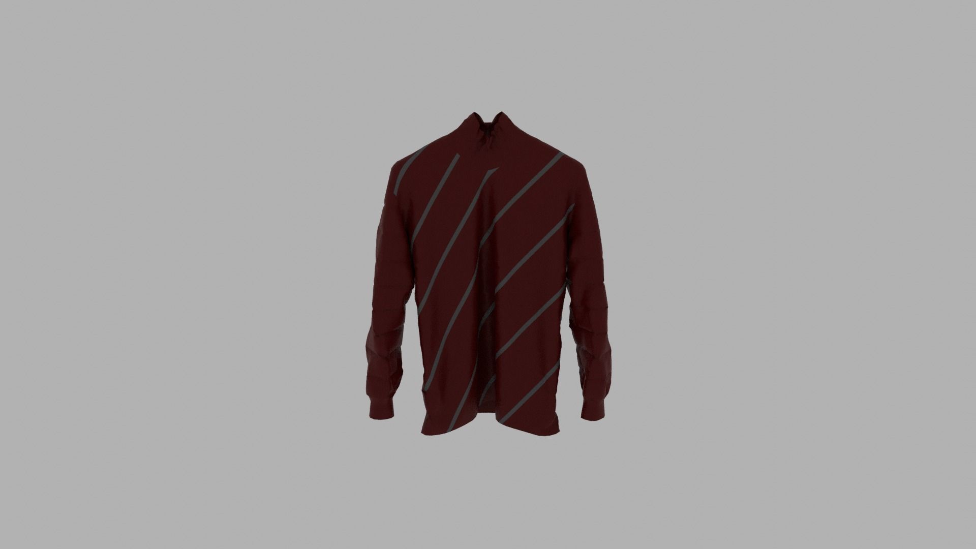 Sweater maroon striped long sleeved shirt Low-poly 3D model_5