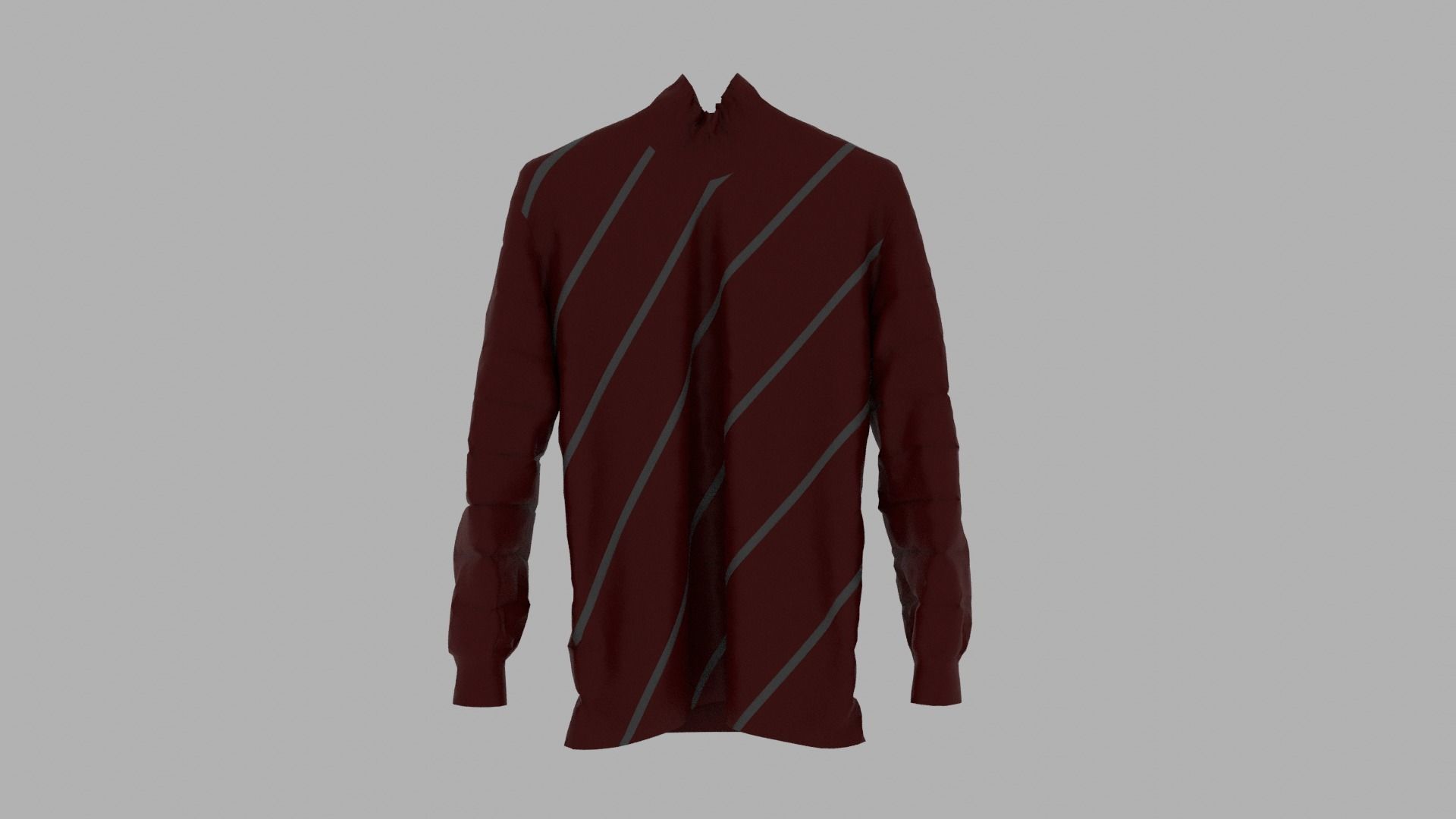 Sweater maroon striped long sleeved shirt Low-poly 3D model_1