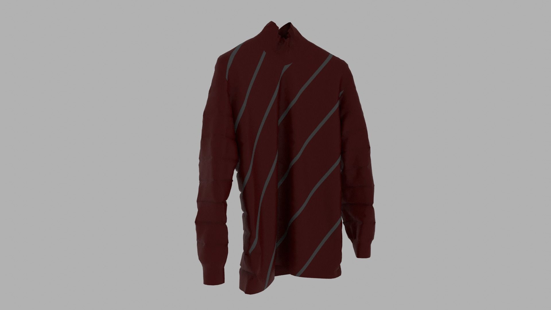 Sweater maroon striped long sleeved shirt Low-poly 3D model_3