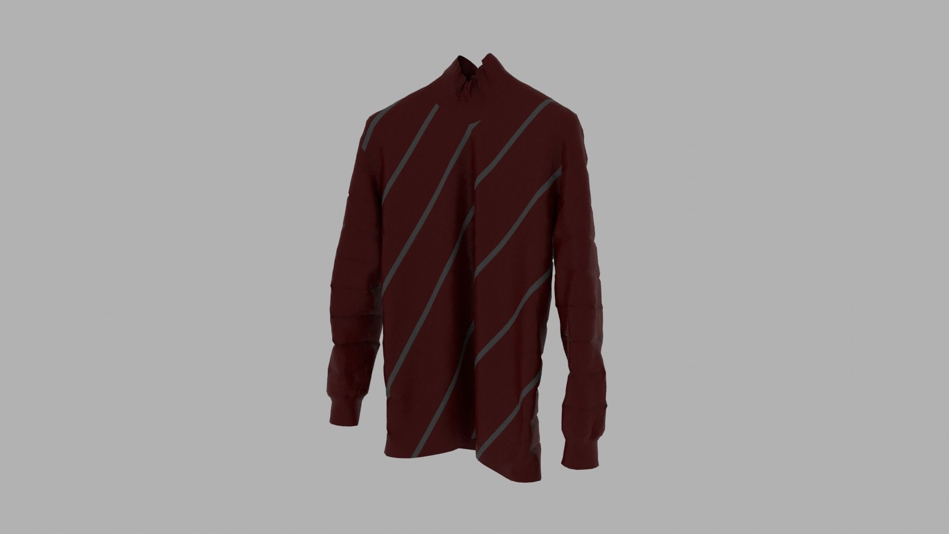 Sweater maroon striped long sleeved shirt Low-poly 3D model_2