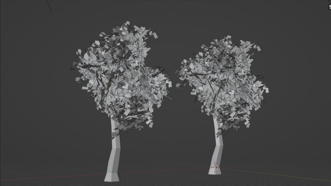 Low poly tree two trees Low-poly 3D model_2
