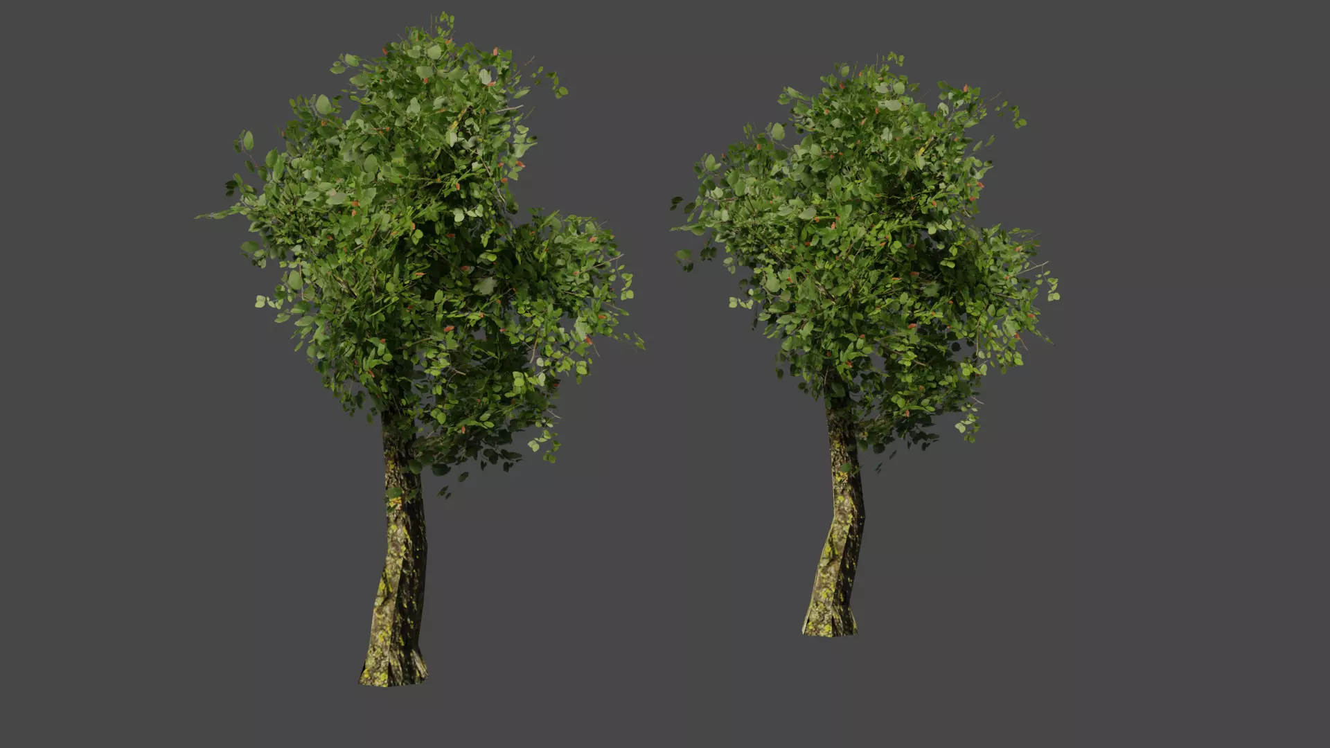 Low poly tree two trees Low-poly 3D model_0