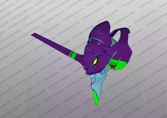 Eva 01 Head paper papekura Low-poly 3D model