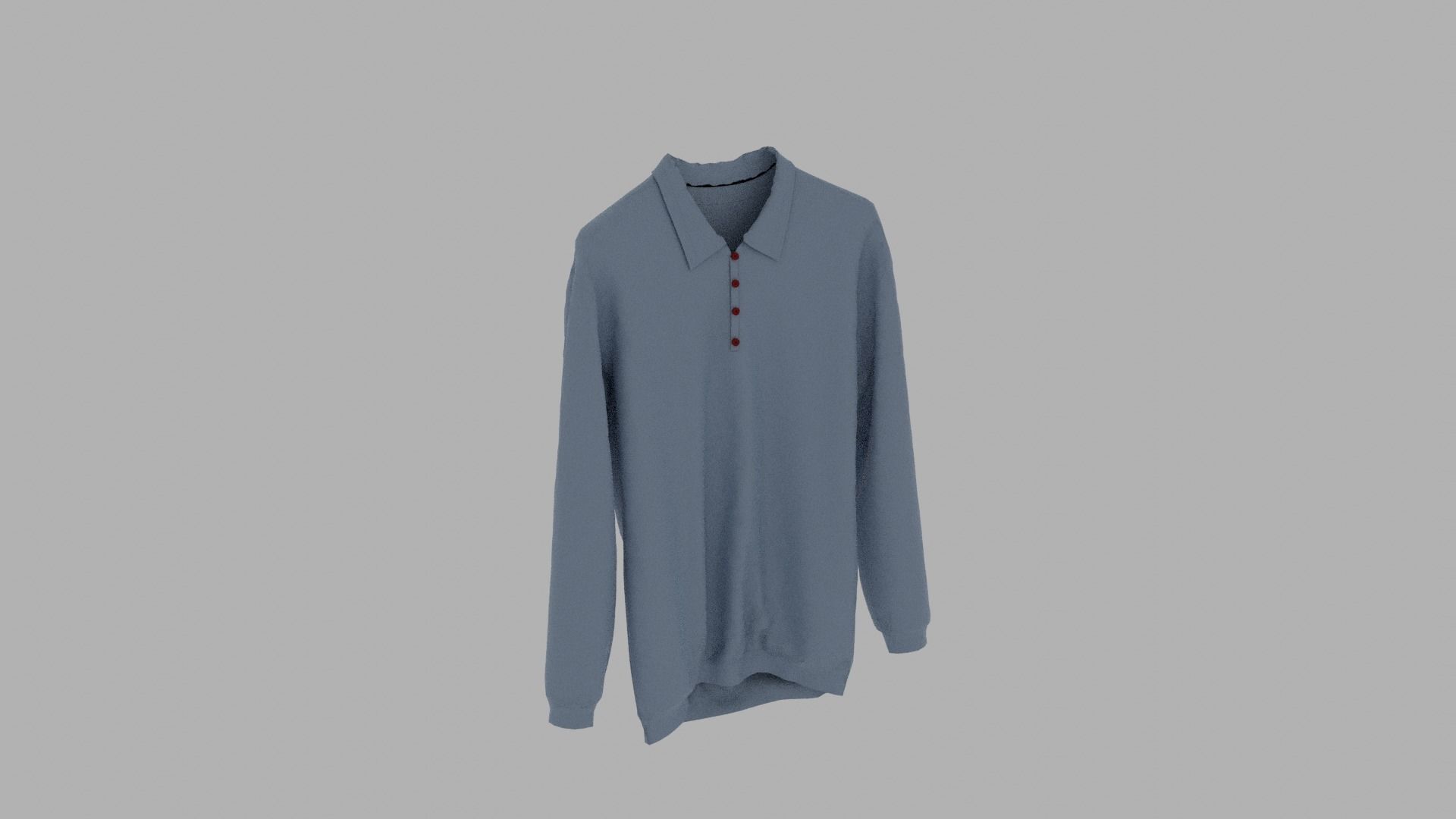 Sweater long sleeved polo shirt Low-poly 3D model_4
