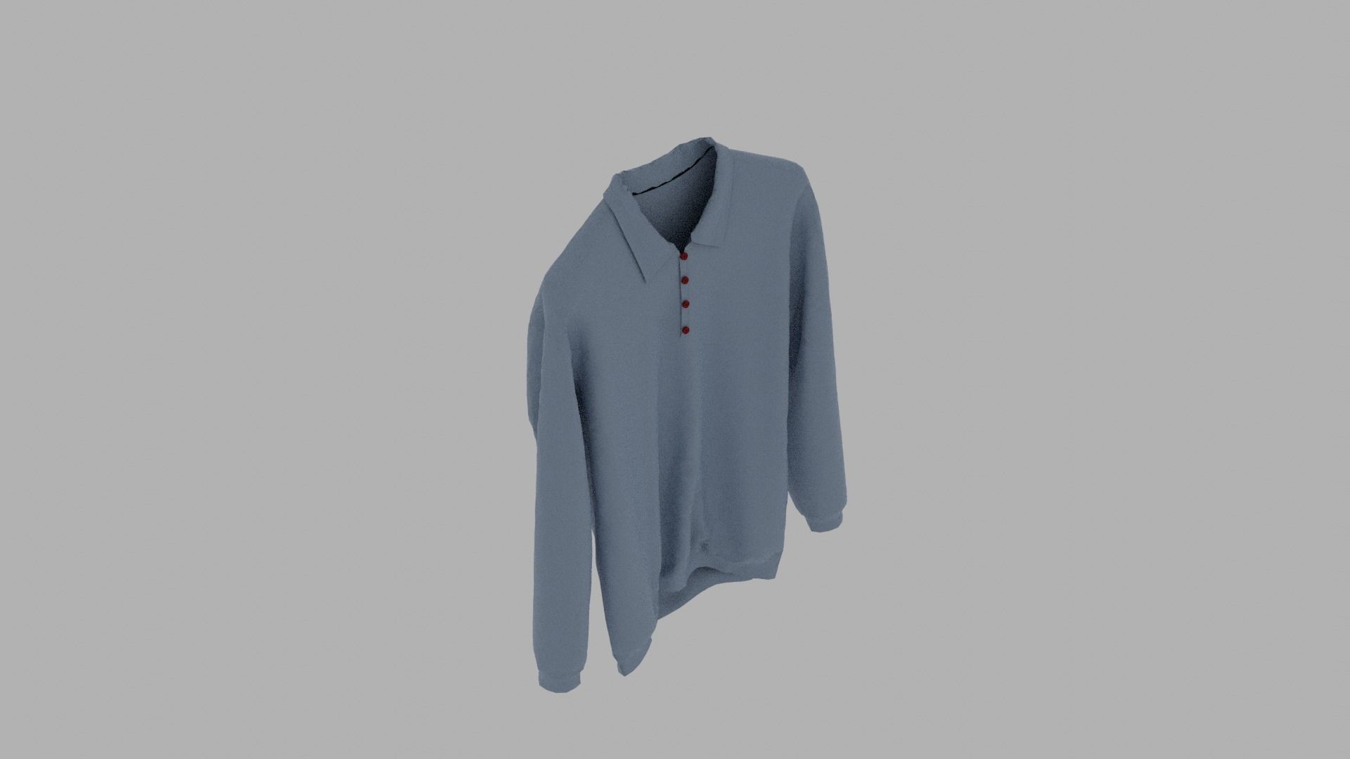Sweater long sleeved polo shirt Low-poly 3D model_7
