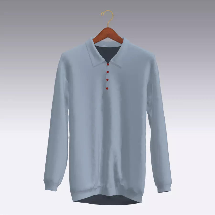 Sweater long sleeved polo shirt Low-poly 3D model_0