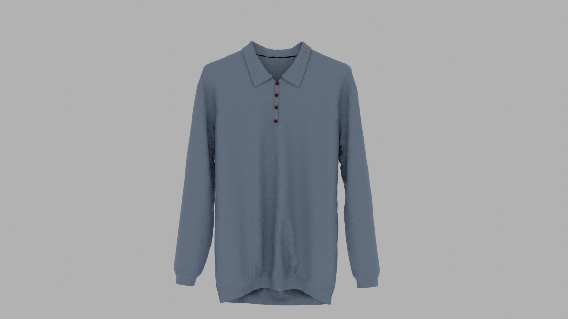 Sweater long sleeved polo shirt Low-poly 3D model_1