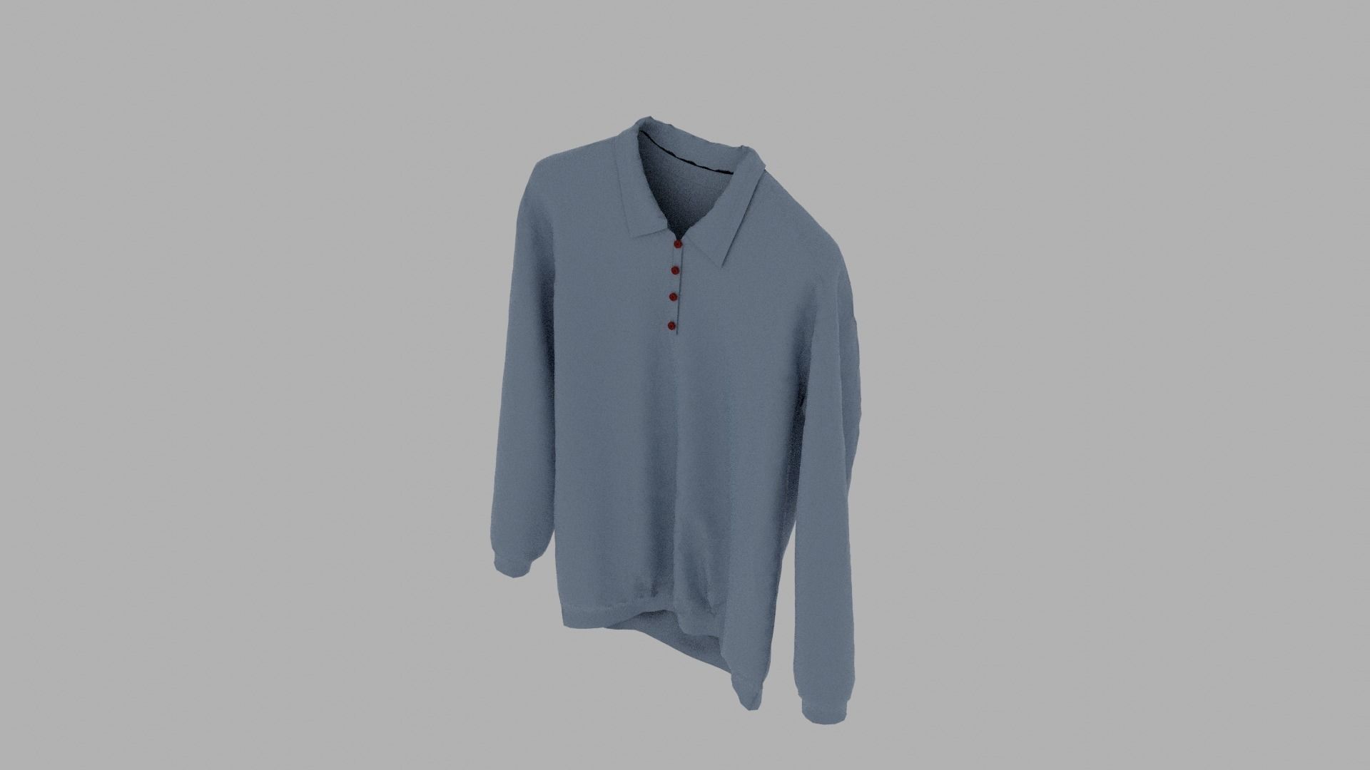 Sweater long sleeved polo shirt Low-poly 3D model_6