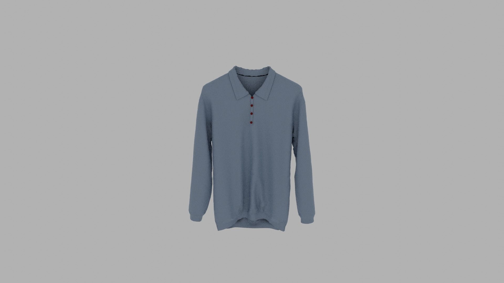 Sweater long sleeved polo shirt Low-poly 3D model_5