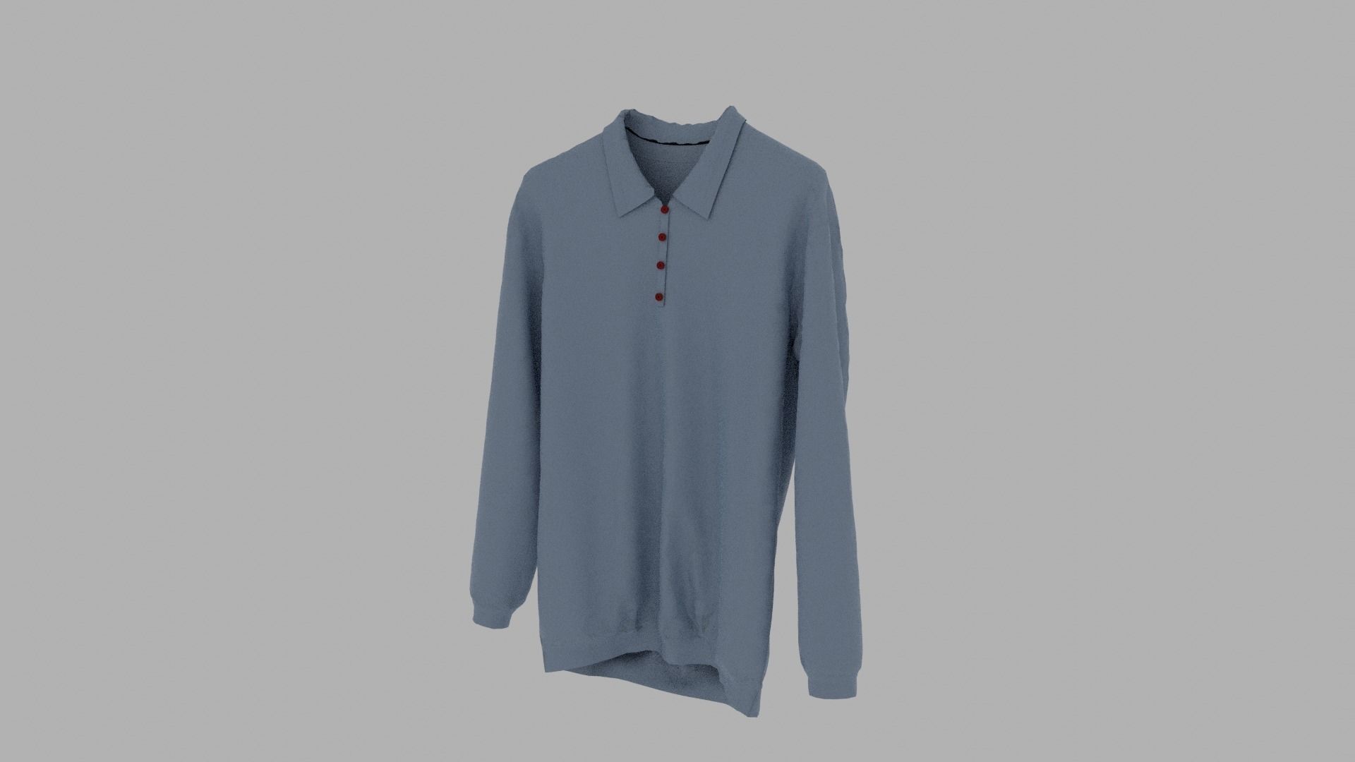 Sweater long sleeved polo shirt Low-poly 3D model_2