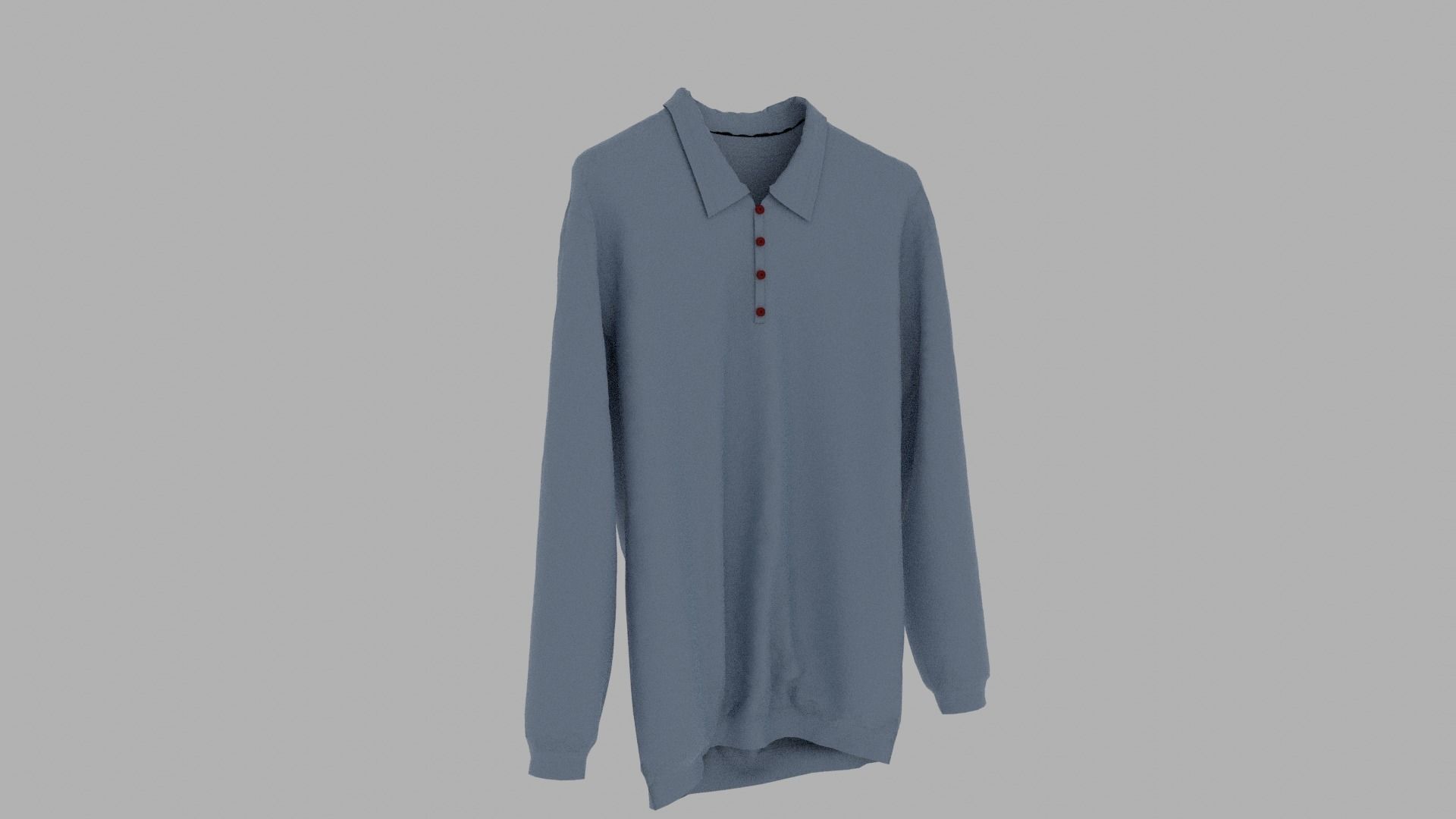 Sweater long sleeved polo shirt Low-poly 3D model_3