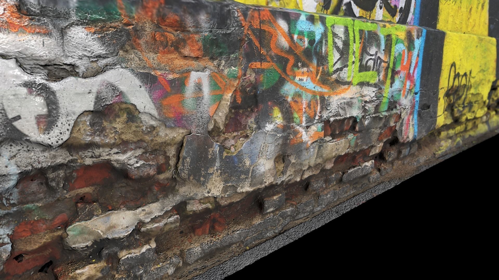 Graffiti Wall - 3d Photoscan Low-poly 3D model_3