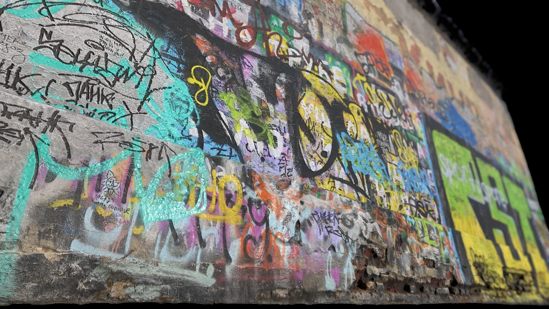 Graffiti Wall - 3d Photoscan Low-poly 3D model_4