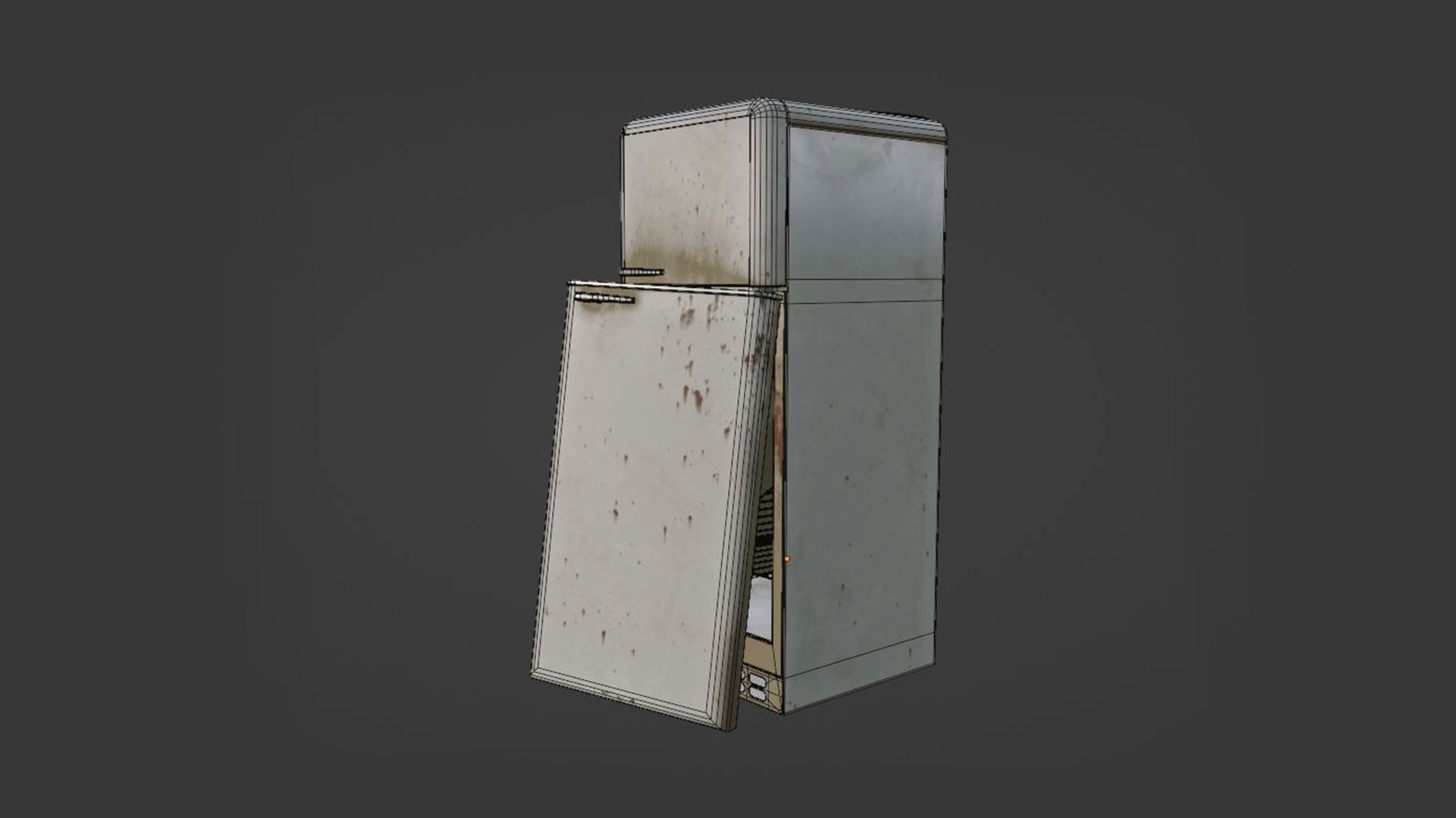 Older Fridge Refrigator 3D Model Game Ready Wtih Blender Low-poly 3D model_7