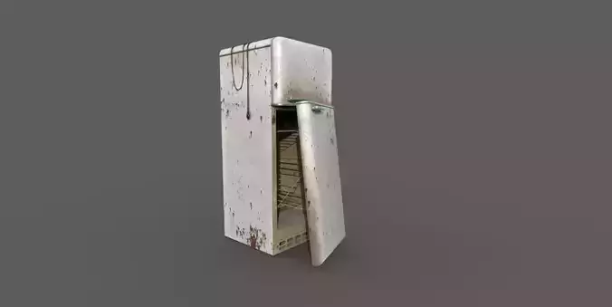 Older Fridge Refrigator 3D Model Game Ready Wtih Blender