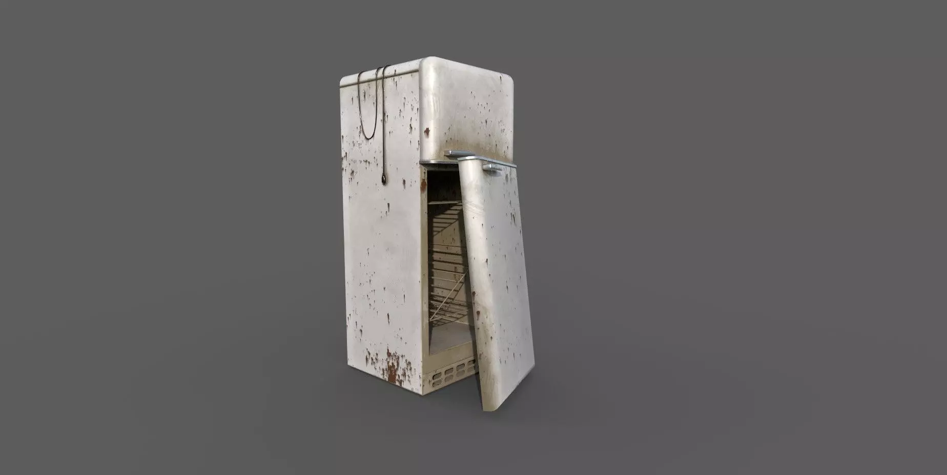 Older Fridge Refrigator 3D Model Game Ready Wtih Blender Low-poly 3D model_0
