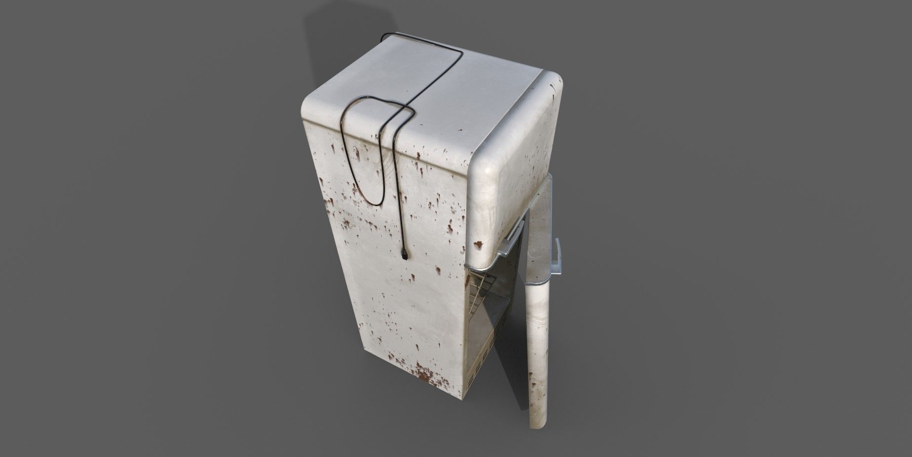 Older Fridge Refrigator 3D Model Game Ready Wtih Blender Low-poly 3D model_5