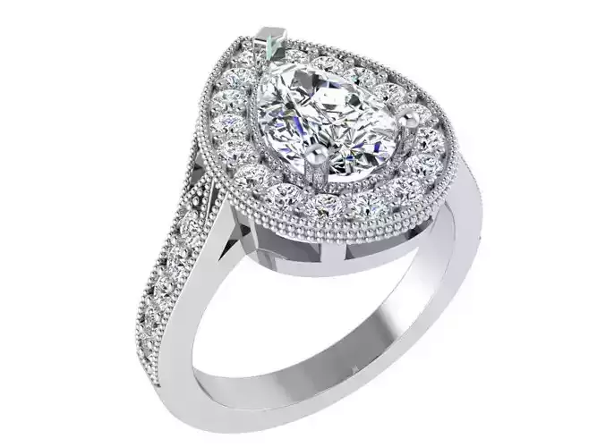 2-Row tear diamond ring 3373 3D print model